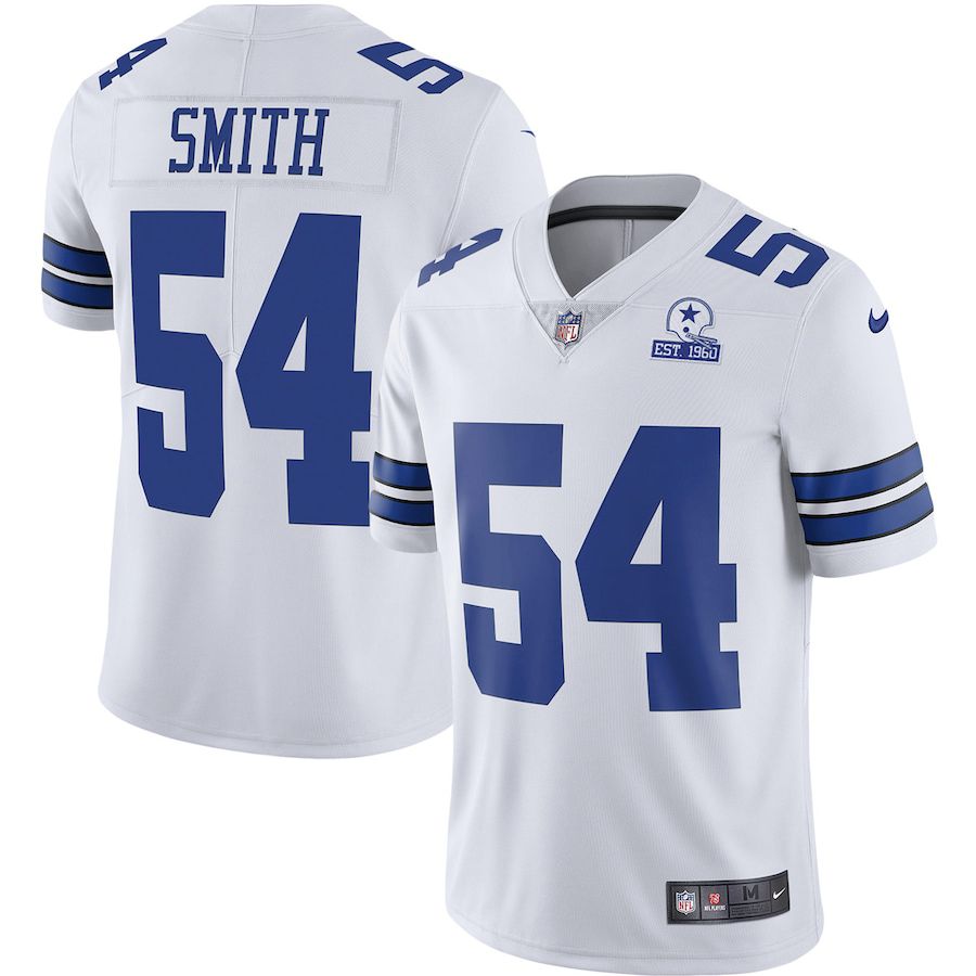 Men Dallas Cowboys #54 Jaylen Smith Nike White 60th Anniversary Limited NFL Jersey